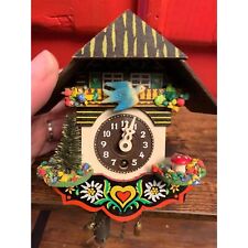 Vintage Miniature Cuckoo Clock Approx. 3x5 Swiss Mushroom Teeter Totter  No Key  picture