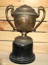Vintage Spanish Madrid silver plated brass award cup lidded pedestal bowl picture