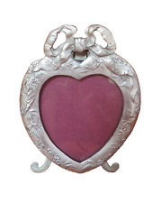 Vintage Elias Style Fine Pewter Picture Frame USA Heart Bow Art Nouveau Photo picture