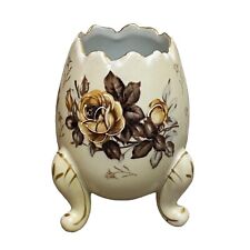 Vintage Napcoware Cracked Egg Vase Floral Porcelain Gold Trim picture