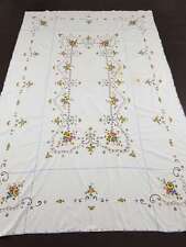 Vintage Hand Embroidered Tablecloth Exquisite Antique Linen 250x160cm picture
