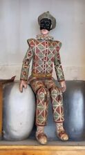Antique Handmade Articulated Carved Wooden Harlequin Jester Shelf Sitter picture