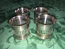 Vintage Pierced Etched Set of 4 Silverplate NAPKIN HOLDER RINGS Signed PM Italy  picture