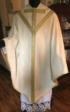 White Silk Conical Chasuble (5 piece vestment set) picture
