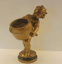 Antique Ronson Lighter holder Metal Cherub Boy Putti Bronze Brass Color 5½