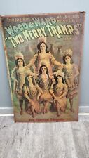 Antique Vintage Burlesque Dancer Girls Sign Wood & Ward Two Merry Tramps picture