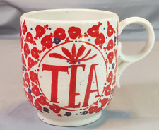 Anthropologie Elevenses TEA Mug Red Poppy Floral Large Teacup Ceramic picture