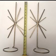 RARE Vintage 18” Starburst MCM Atomic Wall Metal Candle Holders Sconces Set of 2 picture