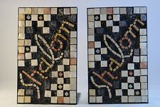 VINTAGE EILON MOSAICS HAND MADE NATURAL ISAREL STONE BOOKENDS MADE IN ISRAEL picture