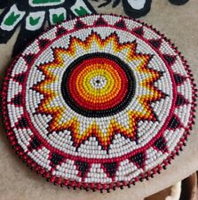 **AWESOME VNTG. NATIVE AMERICAN CHOCTAW BEADED MEDALLION HANDMADE REGALIA NICE * picture