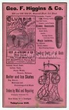 Columbia High Wheel Bicycles Winchester Bullet Antique Graphic Advertising Flyer picture