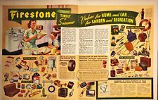1942 Firestone Store Summer Values for Home and Car Vintage 2 Page Print Ad picture