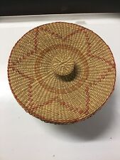 Vintage  Round Lidded Basket Tight Weaved  picture