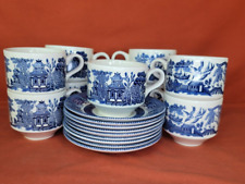 Mug Cup & Saucer Churchill England Blue Willow White Fine English Tableware picture