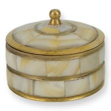 Round Brass Incense Box with Mother of Pearl Inlay - Orthodox Incense Box picture