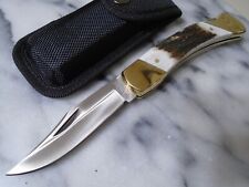 Schrade Heritage USA Stag Lockback Folding Hunter Pocket Knife & Sheath No Box picture