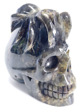 5.5'' Natural Labradorite Hand Carved Crystal Skull and Spider, Crystal Healing picture