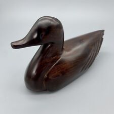 VTG Ironwood Drake Duck Figurine Carved Handcrafted 8-1/4” Beautiful Dark Grain picture