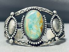 VERY OLD VINTAGE NAVAJO ROYSTON BUTTON LOVE STERLING SILVER BRACELET picture