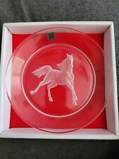 Vintage Hoya Crystal Art Glass Etched Horse Plate picture