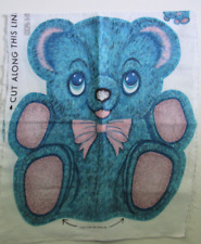 VTG Blue Teddy Bear Cut N Sew Pillow Stuffed Doll Fabric Panel picture