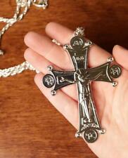 Silver Plate Christian Orthodox Bishops Pectoral Cross Crucifix Necklace 48 In picture