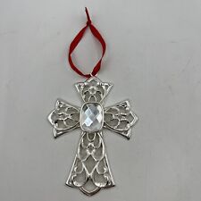 Lenox Bejeweled Silver Plate CROSS with Crystal Jewel ~ Ornament picture