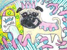 Princess PUG dog art PRINT 11x14 art artist print modern impressionism new KSams picture
