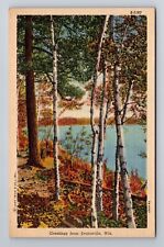 Evansville WI-Wisconsin, General Greetings, Along Banks of Lake Vintage Postcard picture