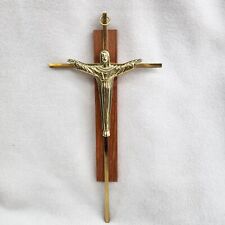 VTG Resurrection Crucifix 10x5 Wood Metal Cross Religious Jesus Christ Wall Hang picture