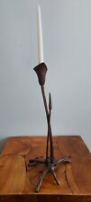 Vintage 1986 Signed Scott Nelles Bronze Calla Lily Candlestick Sculpture  17.5