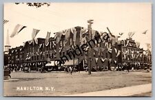 Real Photo Flag Draped Downtown Storefronts Hamilton NY New York RP RPPC H437 picture