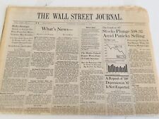 RARE BLACK MONDAY / The Crash of '87 / The Wall Street Journal / October 20 1987 picture