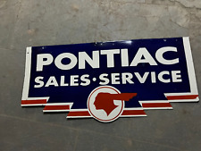 RARE PORCELAIN PONTIAC ENAMEL SIGN 42X20 INCHES DOUBLE SIDED picture