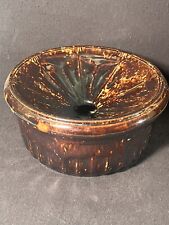 Antique Brown Glaze Bennington Rockingham Pottery Cuspidor Spittoon, c1900 picture