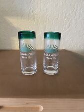 CASAMIGOS TEQUILA Lot of 2 Shot Glasses Clear with Green Rim 3oz George Clooney picture