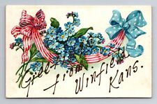 Winfield KS-Kansas, General Flower Greetings, Antique, Vintage Souvenir Postcard picture