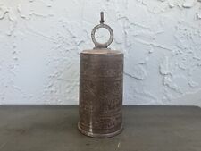 Vintage Brass Ornate Floral Cylindrical Dinner/Cow Bell (H: 7”) picture