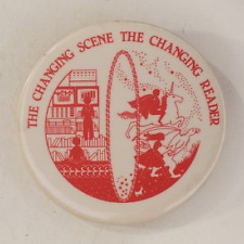 Vintage The Changing Scene The Changing Reader Pinback Button  Reading picture