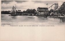 Clear Lake Iowa Toboggan Slide Camp Ground Bayside Amusement Park Postcard E24 picture