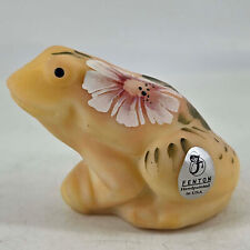 Vintage Fenton Burmese Uranium Glass Hand Painted Frog Figurine w sticker picture