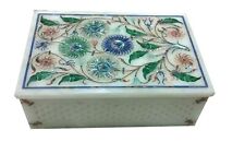 Rectangle Marble Jewelry Box Pietra Dura Art Necklace Box with Filigree Work picture