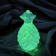 1980s Clear Pineapple Figurine Paperweight Glass Decor Green Manganese 365nm UV picture