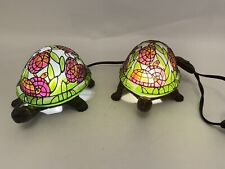 Set 2 Vintage tiffany style turtle all over turtle shell accent lamp tortoise picture