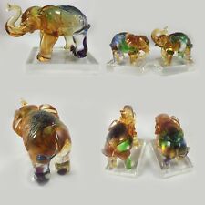 Amore Jewell Lovely Elephant family (Mom & 2 Kids) w/base, Liuli Crystal Glass picture