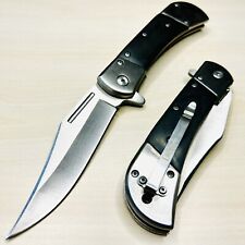 8.75”Black Wood Tactical Spring Assisted Open Blade Folding Pocket Knife Hunting picture