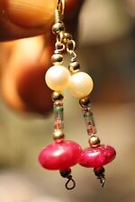 E.J. Gold - CQR Radio Diode Earrings 18k Ruby & Pearl picture