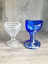 Vintage Eye Wash Cup Lot Blue Carnival Glass And Clear Antique Medical Art picture