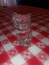 Vintage Glass Cat Figurine Clear Kitty Paperweight 4