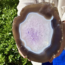 2.9LB Natural Beautiful amethyst Agate Geode Crystal Slice Extra Gemstone picture